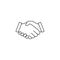 Business handshake line icon, deal agreement