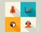 Business icon set. Management, human resources, marketing, e-commerce solutions. Flat design