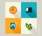 Business icon set. Management, human resources, marketing, e-commerce solutions. Flat design