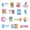 Business icons, letter E, corporate identity