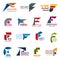 Business icons, letter F, corporate identity