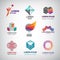 Business icons set. Abstract logos, company idntity design elements, creative symbols. Use for ad, banners, flyers, web