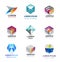 Business icons set. Abstract logos, company idntity design elements, creative symbols. Use for ad, banners, flyers, web