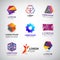 Business icons set. Abstract logos, company idntity design elements, creative symbols. Use for ad, banners, flyers, web