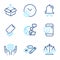 Business icons set. Included icon as Clock bell, Send box, Keywords signs. Vector