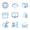 Business icons set. Included icon as Opinion, Reject access, Global insurance signs. Vector