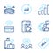 Business icons set. Included icon as Sports arena, Update data, Sale ticket signs. Vector