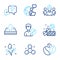 Business icons set. Included icon as Waterproof mattress, Edit person, Lightning bolt signs. Vector