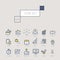 Business icons set in realistic thin linear style