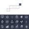 Business icons set in realistic thin linear style