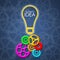 Business Idea with color gears and transparent gears