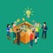 Business idea crowdfunding volunteer concept flat 3d web isometric