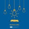 business idea with light bulb and dollar coin element object. Financial innovation solution concept or investment vision