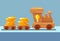 Business idea light bulb train pulling money gold coins