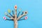 Business image of wooden tree with people icons, human resources and management concept