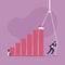 Business improvement vector concept-Businessman pull up the business graph