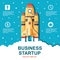 Business infographic, business template, rocket, launch, business steps, flat design