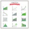 Business Infographic Colorful set Charts and Diagrams gray Green