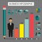 Business infographic with icons, person, pencil and diagrams, flat design