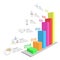 Business infographic on three dimensional graph bar.