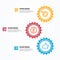 Business infographics. Timeline with 3 steps, gears, cogwheels.