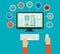 Business infographics by using modern of digital devices