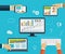 Business infographics by using modern of digital devices