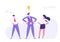 Business Innovation Teamwork Success Concept with People Characters Standing with Vision Idea Lightbulb