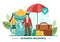 Business Insurance Vector Illustration to Support Protection About Family Life, Healthcare, Transportation and Building