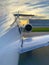 Business jet overwing view during sunset