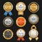 Business labels and premium quality golden badges