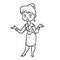 Business lady manager hand gesture Welcome cartoon coloring page