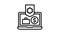 business laptop protect process line icon animation