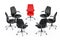Business Large Meeting. Chairs arranging round with Red Leather