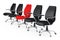 Business Large Meeting. Red Leather Boss Office Chair Between ot