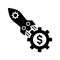 Business, launch, missile icon. Black vector graphics