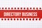 Business and law concept. Between two sheets of notebook on a red background the inscription - Directory Business