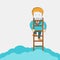 Business leader concept. Business achievements. Man climbing the stairs in clouds. Flat vector