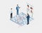 Business leader man success maze labirinth concept 3d isometric flat design vector illustration