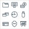 business line icons. linear set. quality vector line set such as business presentation, shield, business card de, usb drive, clock