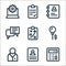 business line icons. linear set. quality vector line set such as calculator, cv, businessman, key, strategy, chat, phonebook,