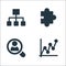Business line icons. linear set. quality vector line set such as growth chart, magnifier, puzzle