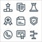 business line icons. linear set. quality vector line set such as guidepost, reward, phone call, shield, folder, reward, chesspiece