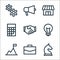 Business line icons. linear set. quality vector line set such as horse, suitcase, goal, idea, handshake, calculator, market,