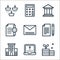 business line icons. linear set. quality vector line set such as invest, laptop, building, document, message, document, bank,