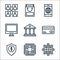 Business line icons. linear set. quality vector line set such as settings, chip, insurance, cit card, bank, monitor, internet,