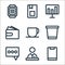 business line icons. linear set. quality vector line set such as smartphone, worker, chat, trash, coffee, wallet, analytics, book