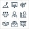 Business line icons. linear set. quality vector line set such as strategy, letter, handshake, analysis, manager, scale, target,