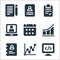 business line icons. linear set. quality vector line set such as web development, growth chart, phonebook, growth chart, calendar