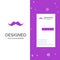 Business Logo for moustache, Hipster, movember, male, men. Vertical Purple Business / Visiting Card template. Creative background